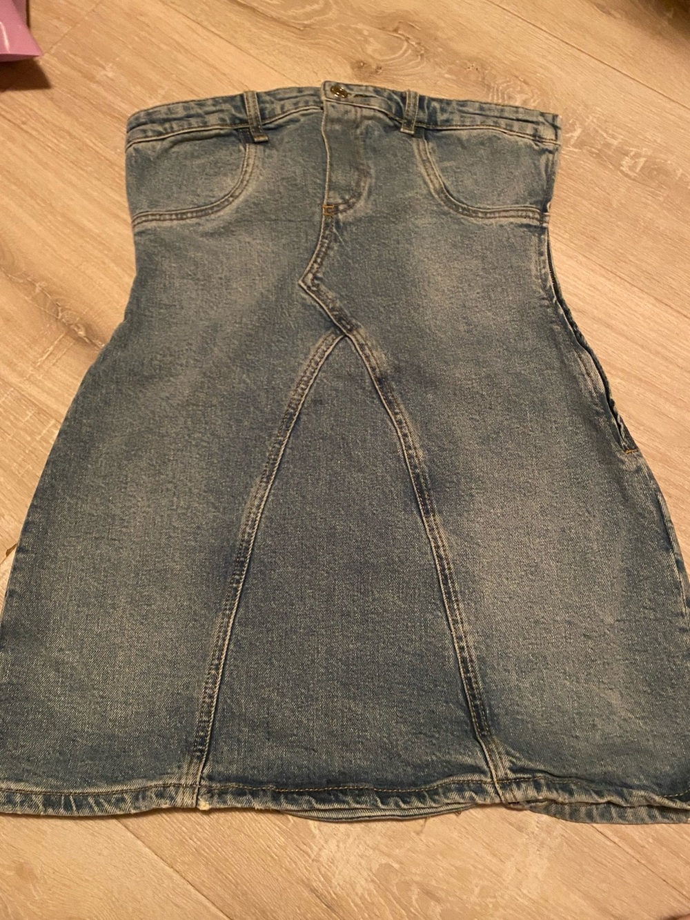 ZARA Women’s Blue Denim strapless mini dress size small